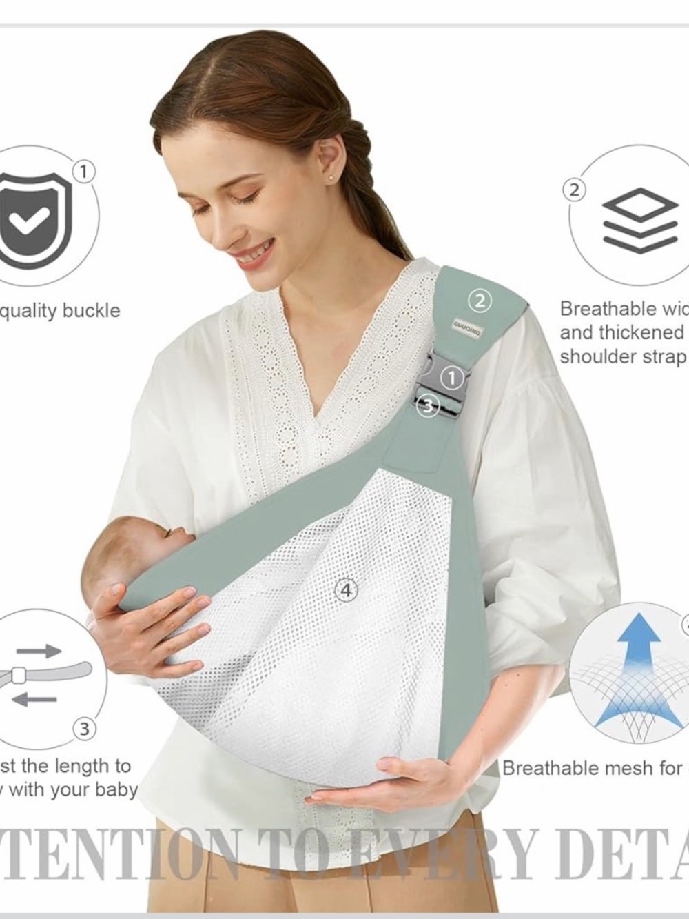 Cream Baby Hip Seat Carrier - Comfortable Hands-Free Child Support